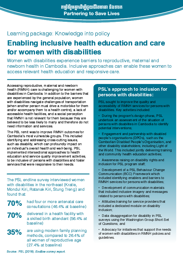 Enabling Inclusive Health Education and Care